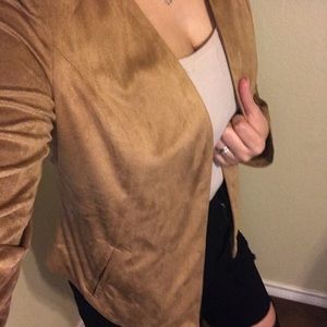 Jealous tomato camel suede open jacket